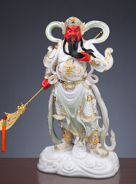 汉白玉伽蓝菩萨韦陀菩萨摆件