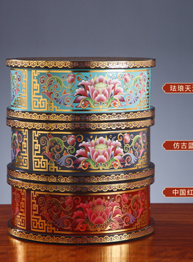 珐琅彩佛像垫高底座圆形摆件