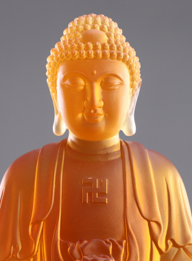 古法琉璃西方三圣佛像供奉