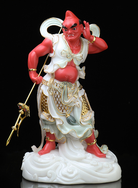 千里眼顺风耳汉白玉神像摆件