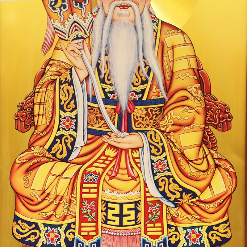 三清道祖神像画像太上老君铜板壁画客厅挂画装饰画墙壁中式中堂画