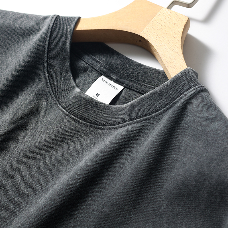 美式复古！水洗做旧！全棉磨毛！2024春夏新款男士休闲短袖T恤衫 - 图1