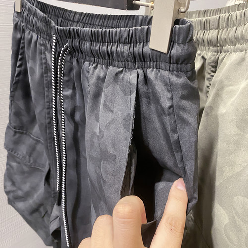 颜值在线！迷彩印花！外贸男装夏季松紧腰宽松休闲五分裤工装短裤 - 图1