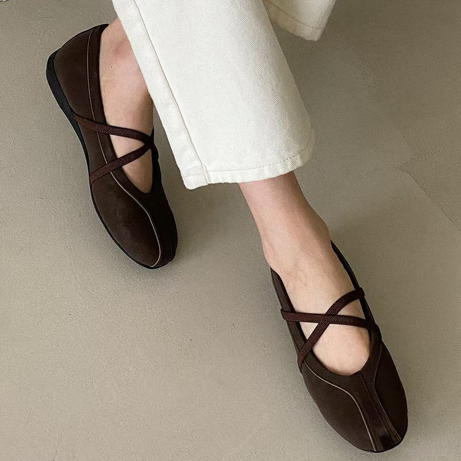 苏木槿复古显瘦交叉带软底平底一脚蹬芭蕾舞鞋单鞋休闲鞋女2026春,淘宝优惠券,粉丝福利购,淘宝优惠卷