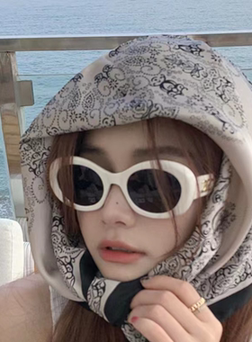 凯旋门复古猫眼白色墨镜女款高级感2023新款大脸太阳眼镜防紫外线