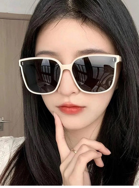 GM白框墨镜女夏季2023新款太阳眼镜防紫外线网红显瘦高级感ins潮