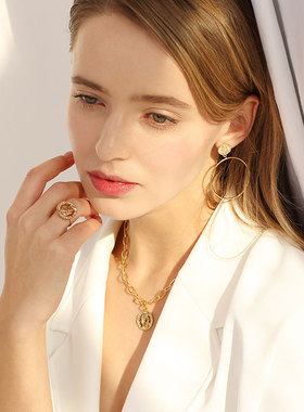 金色钱币开口戒指女韩版简约个性