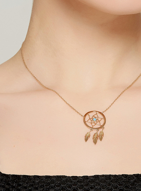 法国ST Dore/朵蕊 捕梦网项链女厚镀18K金锁骨链轻奢小众设计吊坠