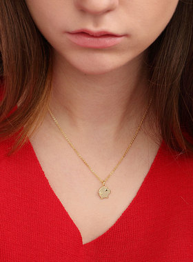 小金猪吊坠项链女925纯银锁骨链本命年送女友生日礼物