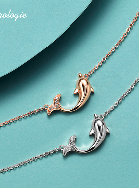 小海豚纯银ins韩版吊坠项链