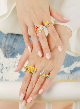 戒指hummingj可爱蜜蜂女森系