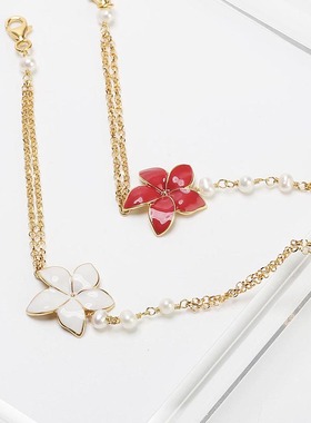 ARTEON原创小众设计感贝母珍珠花朵纯银手链女个性闺蜜情人节礼物