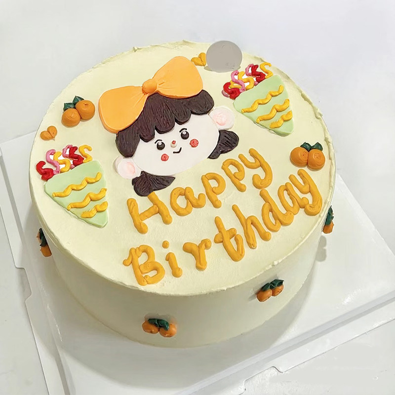 小红书手绘女孩生日蛋糕巧克力转印纸女生闺蜜祝福语生日烘焙装饰