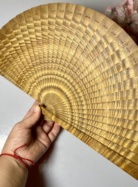 正宗金丝楠木扇子小叶木扇21厘米水波纹古典美人扇工艺扇送礼喜扇