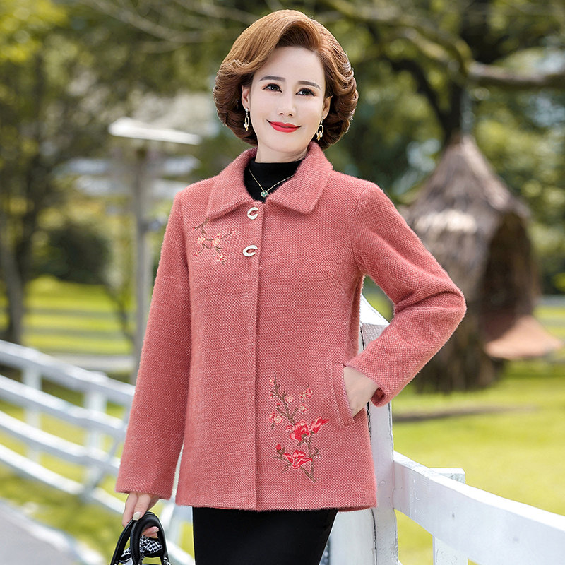 中老年女装秋冬外套短款40毛呢大衣 韵姿萱中老年女装