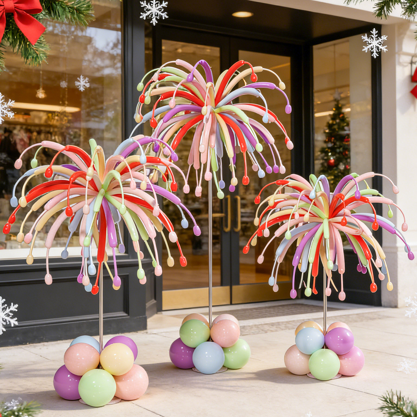 新年开学彩色长条气球氛围装饰摆件立柱商场店铺学校烟花造型布置,淘宝优惠券,粉丝福利购,淘宝优惠卷