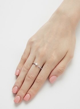 轻奢仿珍珠小众设计感开口戒指