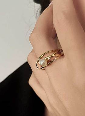 GlamEver圆形仿珍珠网红造型戒指