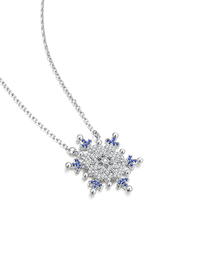 glamever蓝色雪花项链新款设计