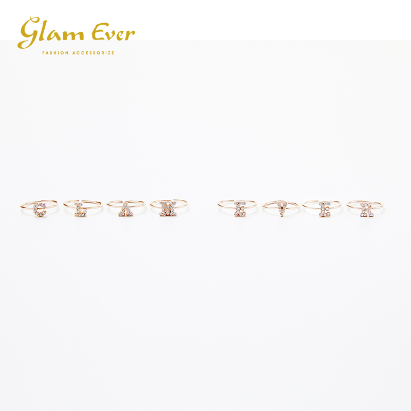 Glam Ever英文字母戒指女款网红潮人日韩个性开口玫瑰金