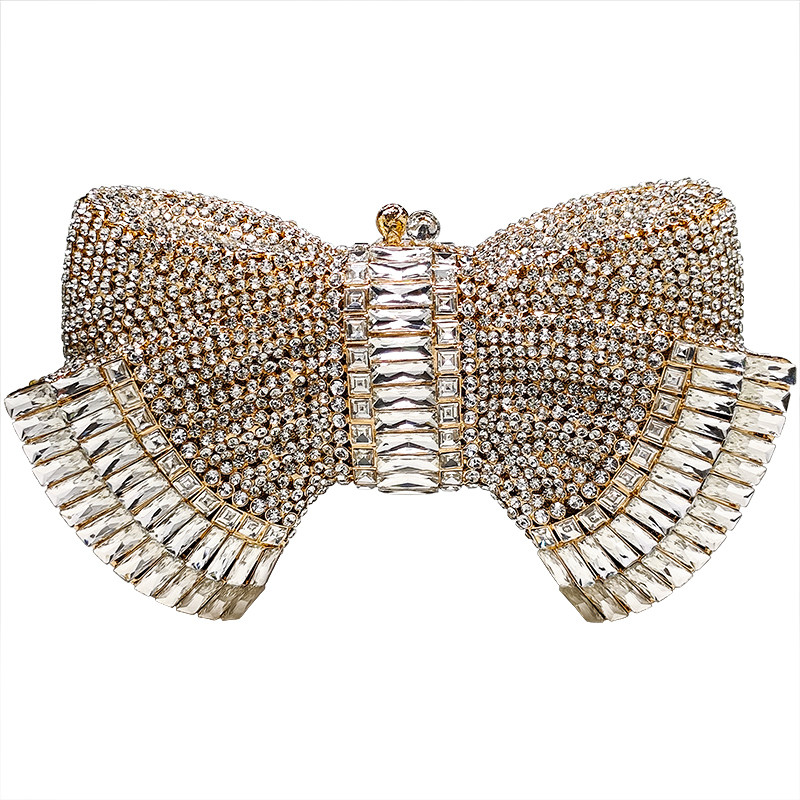 满钻蝴蝶结装饰晚宴包礼服搭配手拿包包女高级感走秀款金色旗袍包,淘宝优惠券,粉丝福利购,淘宝优惠卷