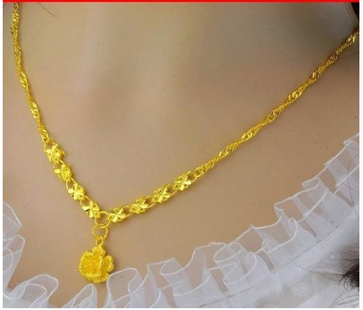 仿越南女士款锁骨久不掉色沙金项链 豆豆龙饰品项链