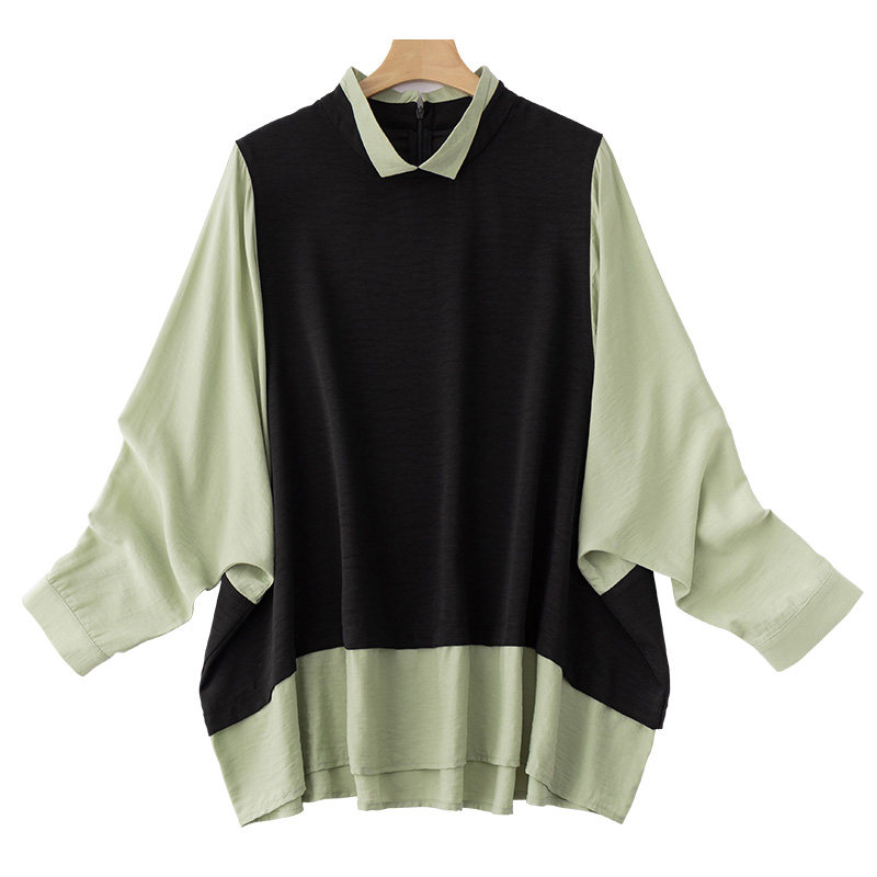 雪纺2022春秋装新款假两件宽松衬衫 织妤衬衫