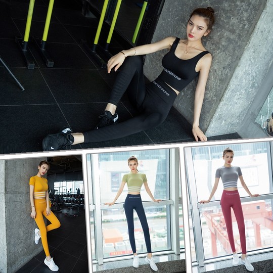 瑜伽服套装女夏装薄款网红气质仙气健身房晨跑步速干衣运动套装女