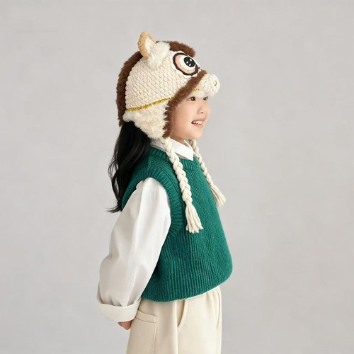 原创福马护耳帽材料包手工婴儿马宝宝鞋钩针编织毛线保暖亲子diy - 图3