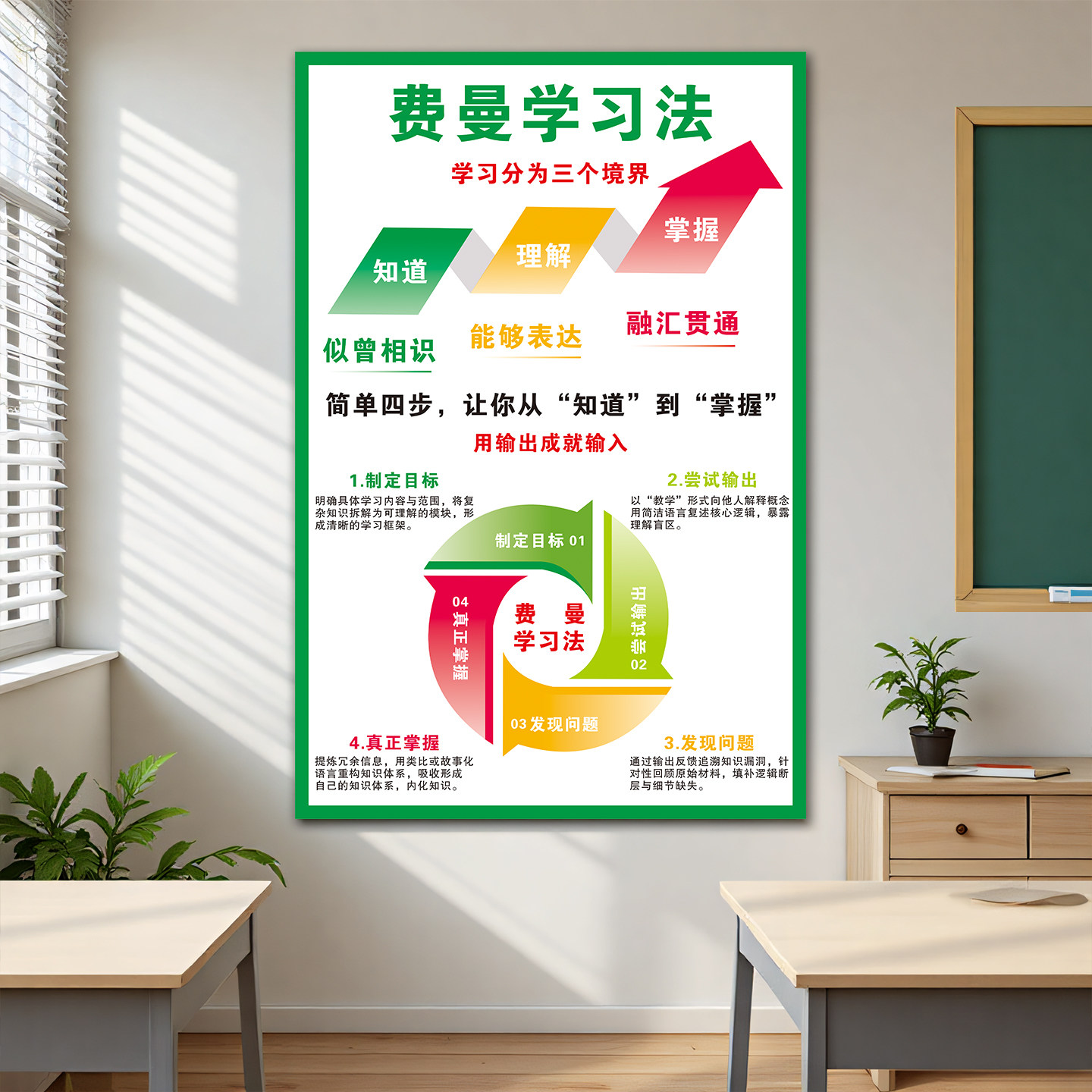 费曼学习法记忆曲线学校高三初三班级文化墙贴画教室布置励志海报,淘宝优惠券,粉丝福利购,淘宝优惠卷