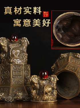 铜财库麒麟财库铜龙纹财库摆件创意浮雕装饰品家居桌面工艺品