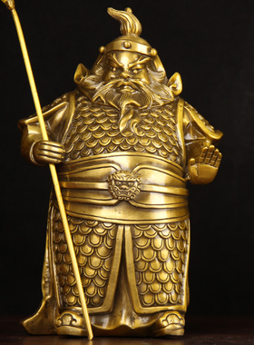 铜门神摆件哼哈二将纯黄铜家居装饰品安宅工艺品