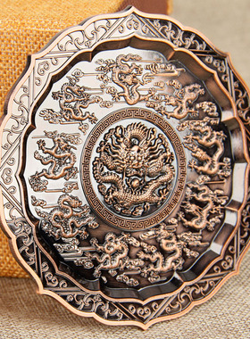 朴器八宝带盖九孔香插托盘摆件