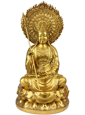 朴器 铜婆娑三圣摆件  背光柳枝观音释迦摩尼摆件