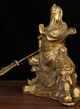 铜提刀关公摆件  铜关公摆件  擦黑色铜关公摆件