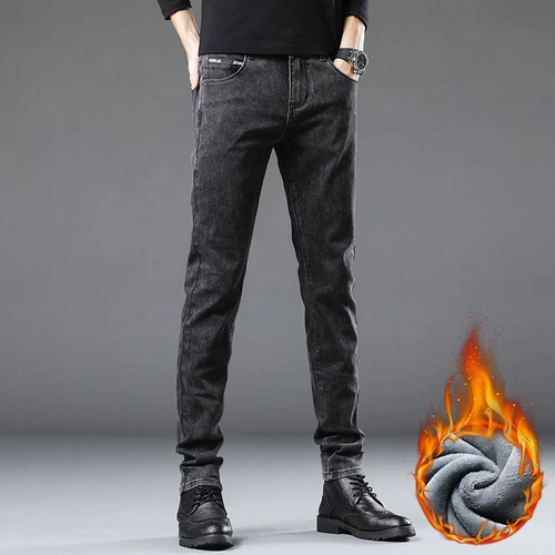 Мужские летние универсальные эластичные джинсы для отдыха, трендовые демисезонные штаны, свободный прямой крой