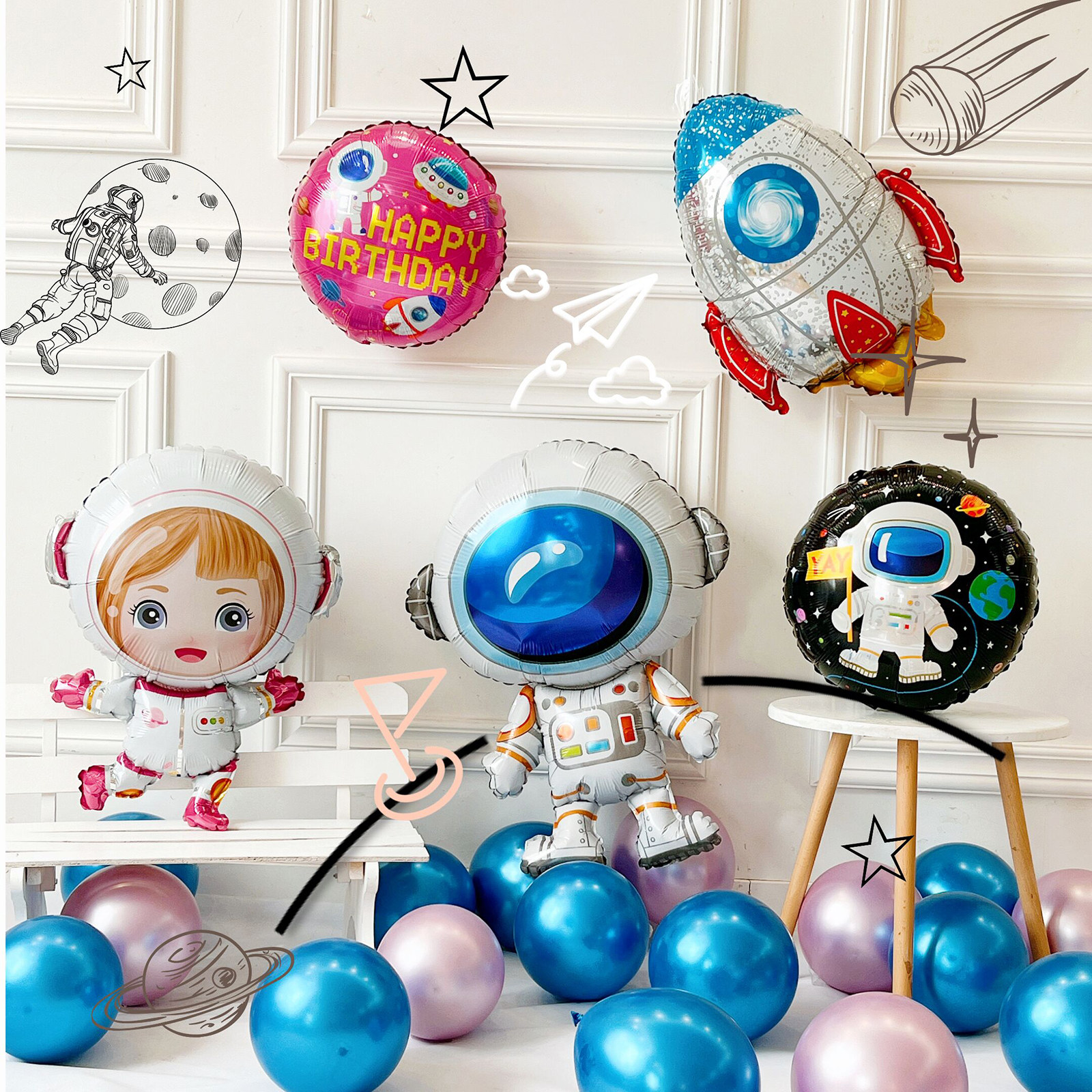 太空人铝膜气球充氦气飘空宇航员火箭卡通生日铝箔儿童布置装饰品,淘宝优惠券,粉丝福利购,淘宝优惠卷