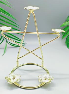 新款合金电镀五角星座连体水晶球底座底托置物架球金属球托支架