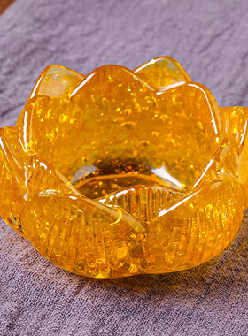 新款彩色水晶莲花摆件笔洗家居桌面装饰品收纳盒水晶球底座支架