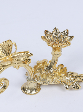 镀金梅花摆件水晶球底座家居装饰品金属工艺品花托原石支架展示台