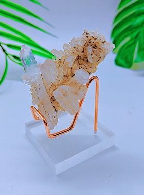 水晶原石奇石玉石矿标晶簇矿石展示架亚克力底座展示台铁艺置物架