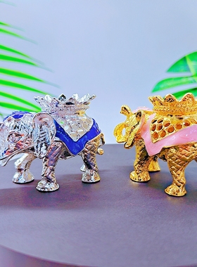 大象置物架水晶球合金