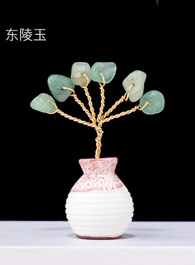 天然水晶碎石树花瓶 手工创意车载家居装饰迷你水晶树工艺品摆件