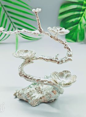 合金三朵梅花水晶球座