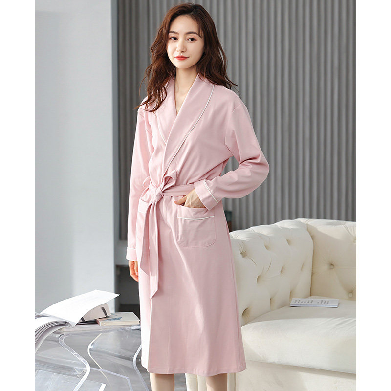 春秋款纯棉长款晨袍和服女睡衣 邦朵睡袍/浴袍