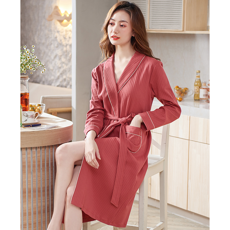睡袍春秋款纯棉长袖2021年新款晨袍 邦朵睡袍/浴袍