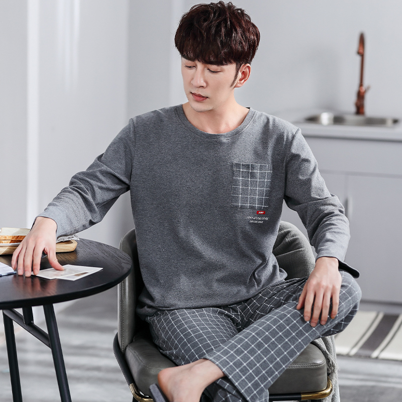 男士春秋纯棉长袖秋冬款男款睡衣 邦朵睡衣/家居服套装