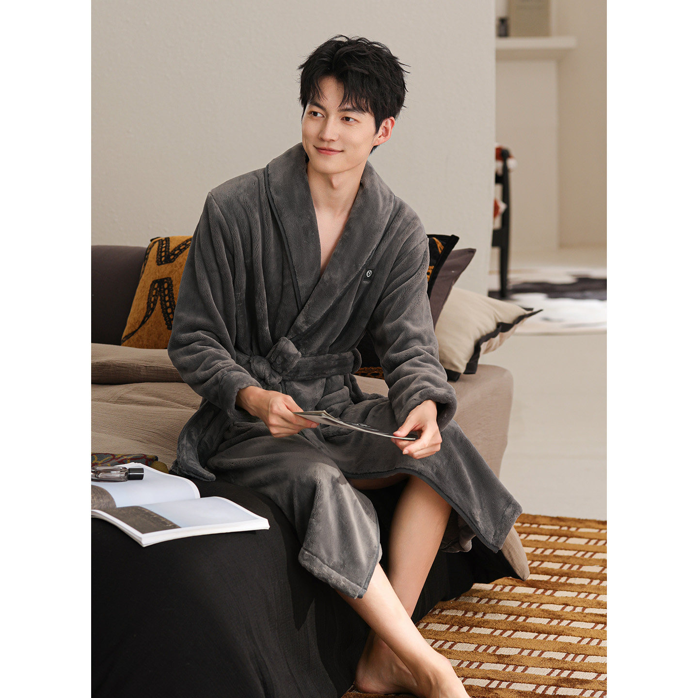 睡袍男士冬季珊瑚绒加厚加绒长款浴袍睡衣秋冬款法兰绒浴衣家居服,淘宝优惠券,粉丝福利购,淘宝优惠卷