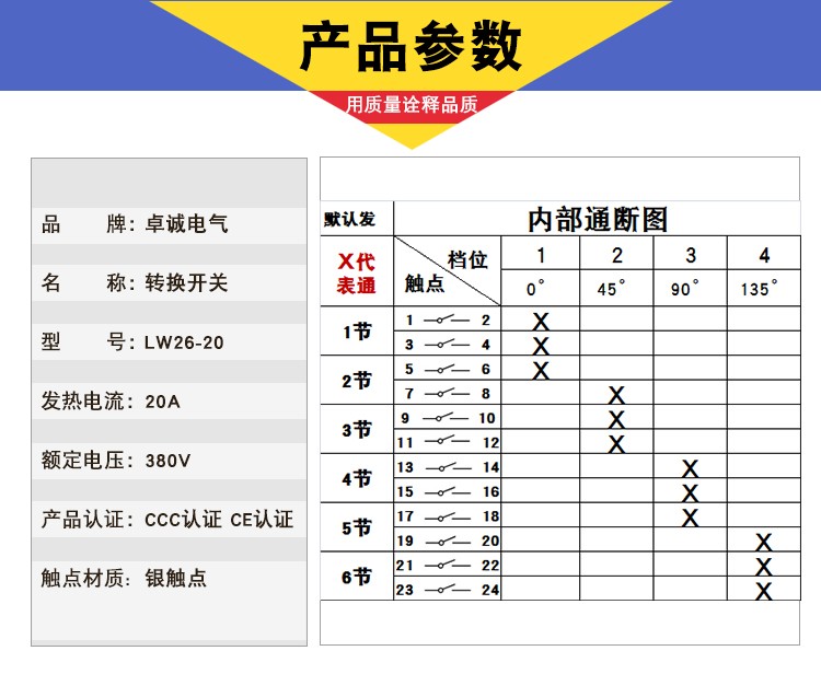 万能转换开关LW26-20 D3333/6四档六节三线四组电机电源电压切换-图0