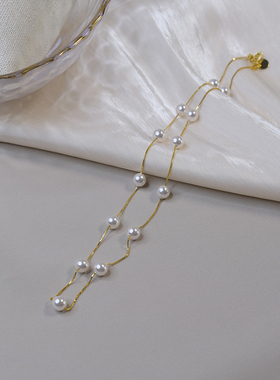 手作满天星珍珠项链925纯银轻奢小众锁骨链通勤百搭颈链女潮20414